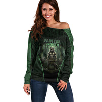 Personalized Muscular Raccoon Weightlifting Off Shoulder Sweater Pain For Growth Dark Fantasy Gym Graphic