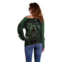 Personalized Muscular Raccoon Weightlifting Off Shoulder Sweater Pain For Growth Dark Fantasy Gym Graphic