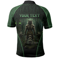 Personalized Muscular Raccoon Weightlifting Polo Shirt Pain For Growth Dark Fantasy Gym Graphic