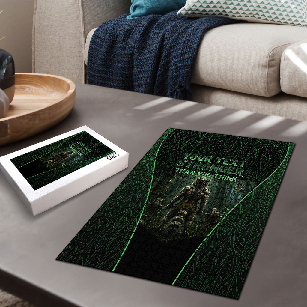 Personalized Muscular Raccoon Weightlifting Puzzle Pain For Growth Dark Fantasy Gym Graphic