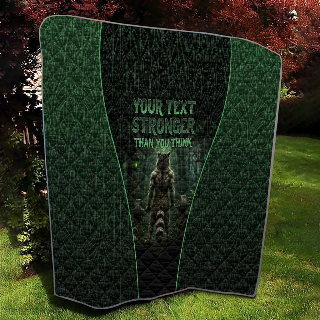 Personalized Muscular Raccoon Weightlifting Quilt Pain For Growth Dark Fantasy Gym Graphic