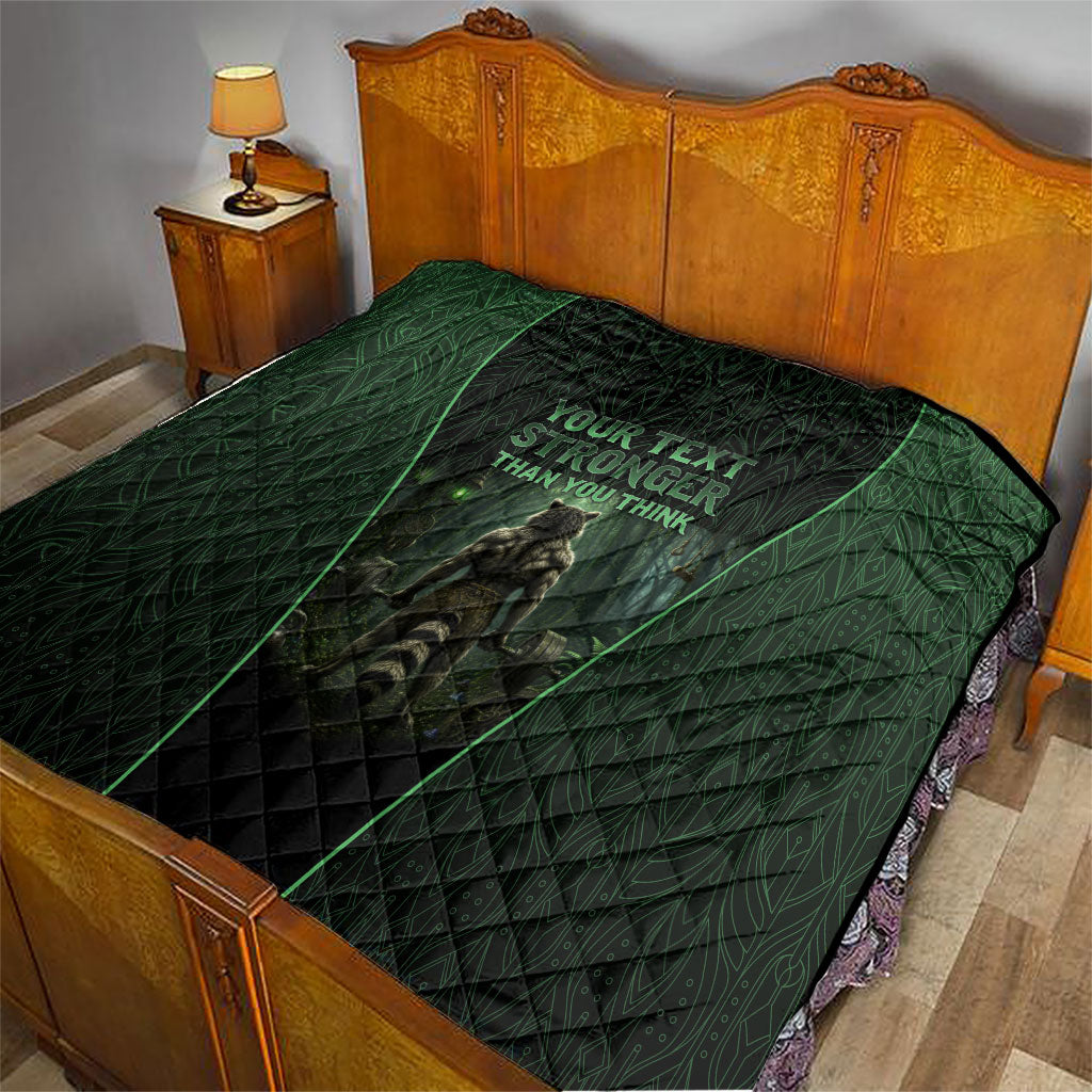 Personalized Muscular Raccoon Weightlifting Quilt Pain For Growth Dark Fantasy Gym Graphic