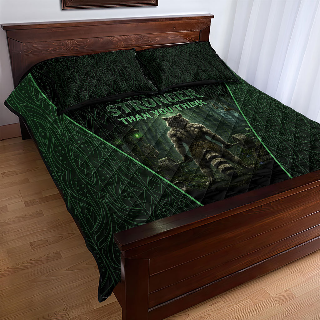 Personalized Muscular Raccoon Weightlifting Quilt Bed Set Pain For Growth Dark Fantasy Gym Graphic