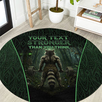 Personalized Muscular Raccoon Weightlifting Round Carpet Pain For Growth Dark Fantasy Gym Graphic