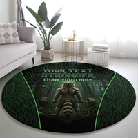 Personalized Muscular Raccoon Weightlifting Round Carpet Pain For Growth Dark Fantasy Gym Graphic