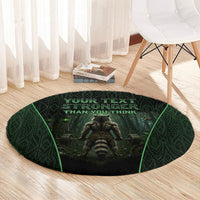 Personalized Muscular Raccoon Weightlifting Round Carpet Pain For Growth Dark Fantasy Gym Graphic