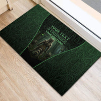 Personalized Muscular Raccoon Weightlifting Rubber Doormat Pain For Growth Dark Fantasy Gym Graphic