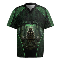 Personalized Muscular Raccoon Weightlifting Rugby Jersey Pain For Growth Dark Fantasy Gym Graphic