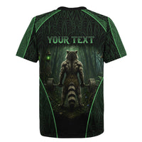 Personalized Muscular Raccoon Weightlifting Rugby Jersey Pain For Growth Dark Fantasy Gym Graphic