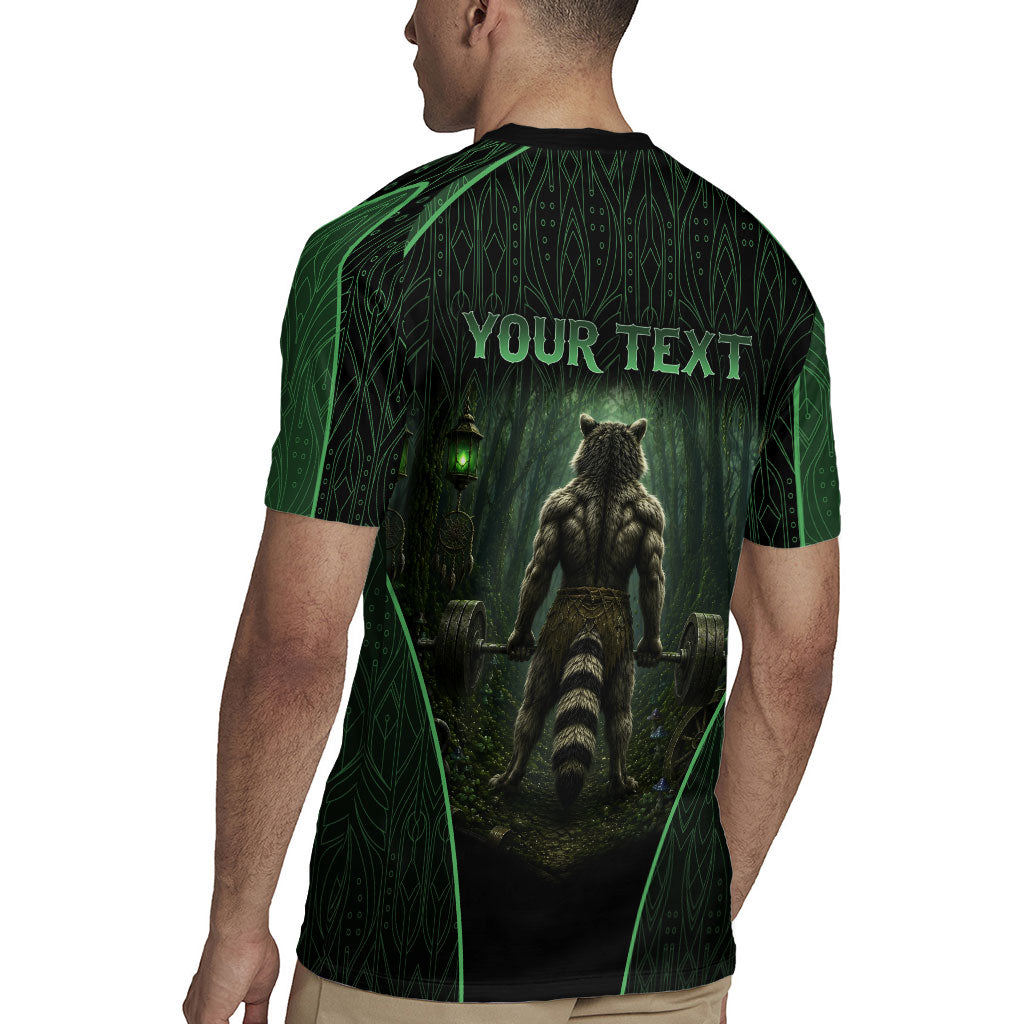 Personalized Muscular Raccoon Weightlifting Rugby Jersey Pain For Growth Dark Fantasy Gym Graphic