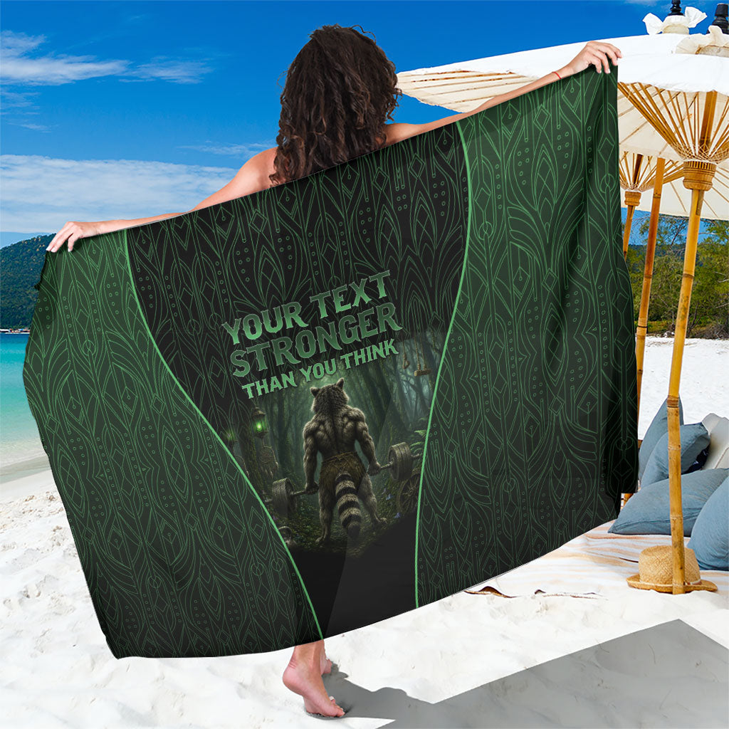 Personalized Muscular Raccoon Weightlifting Sarong Pain For Growth Dark Fantasy Gym Graphic