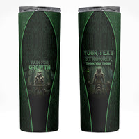 Personalized Muscular Raccoon Weightlifting Skinny Tumbler Pain For Growth Dark Fantasy Gym Graphic