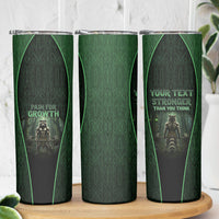 Personalized Muscular Raccoon Weightlifting Skinny Tumbler Pain For Growth Dark Fantasy Gym Graphic