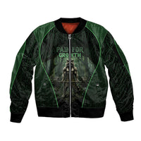 Personalized Muscular Raccoon Weightlifting Sleeve Zip Bomber Jacket Pain For Growth Dark Fantasy Gym Graphic