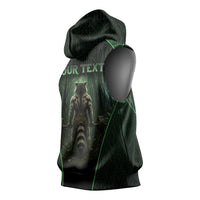 Personalized Muscular Raccoon Weightlifting Sleeveless Hoodie Pain For Growth Dark Fantasy Gym Graphic