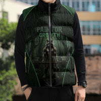 Personalized Muscular Raccoon Weightlifting Sleeveless Puffer Jacket Pain For Growth Dark Fantasy Gym Graphic