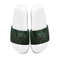 Personalized Muscular Raccoon Weightlifting Slide Sandals Pain For Growth Dark Fantasy Gym Graphic