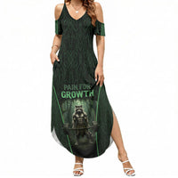 Personalized Muscular Raccoon Weightlifting Summer Maxi Dress Pain For Growth Dark Fantasy Gym Graphic
