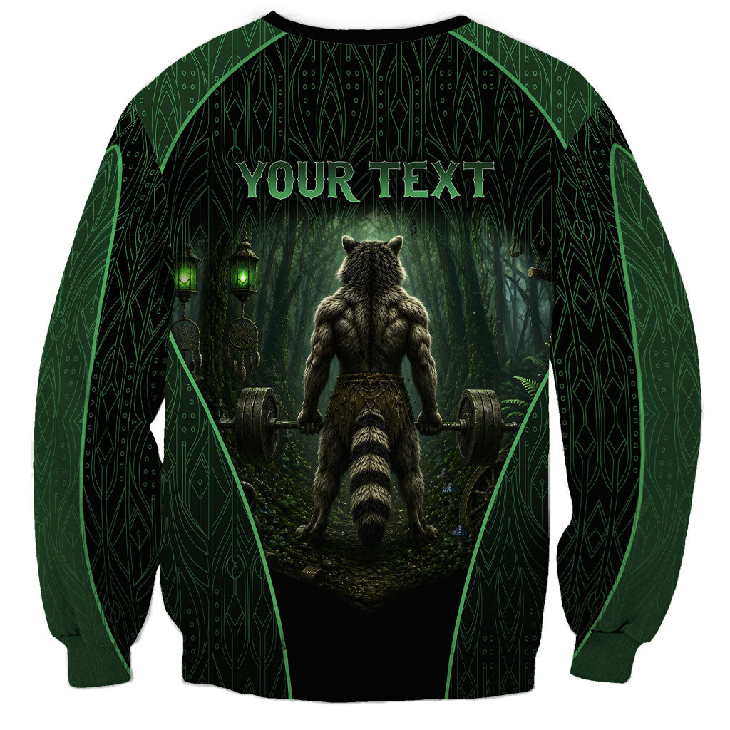 Personalized Muscular Raccoon Weightlifting Sweatshirt Pain For Growth Dark Fantasy Gym Graphic