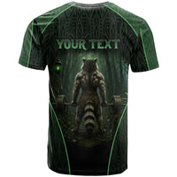 Personalized Muscular Raccoon Weightlifting T Shirt Pain For Growth Dark Fantasy Gym Graphic