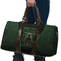 Personalized Muscular Raccoon Weightlifting Travel Bag Pain For Growth Dark Fantasy Gym Graphic