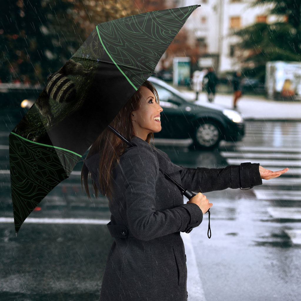 Personalized Muscular Raccoon Weightlifting Umbrella Pain For Growth Dark Fantasy Gym Graphic
