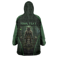 Personalized Muscular Raccoon Weightlifting Wearable Blanket Hoodie Pain For Growth Dark Fantasy Gym Graphic