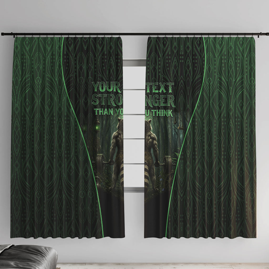 Personalized Muscular Raccoon Weightlifting Window Curtain Pain For Growth Dark Fantasy Gym Graphic