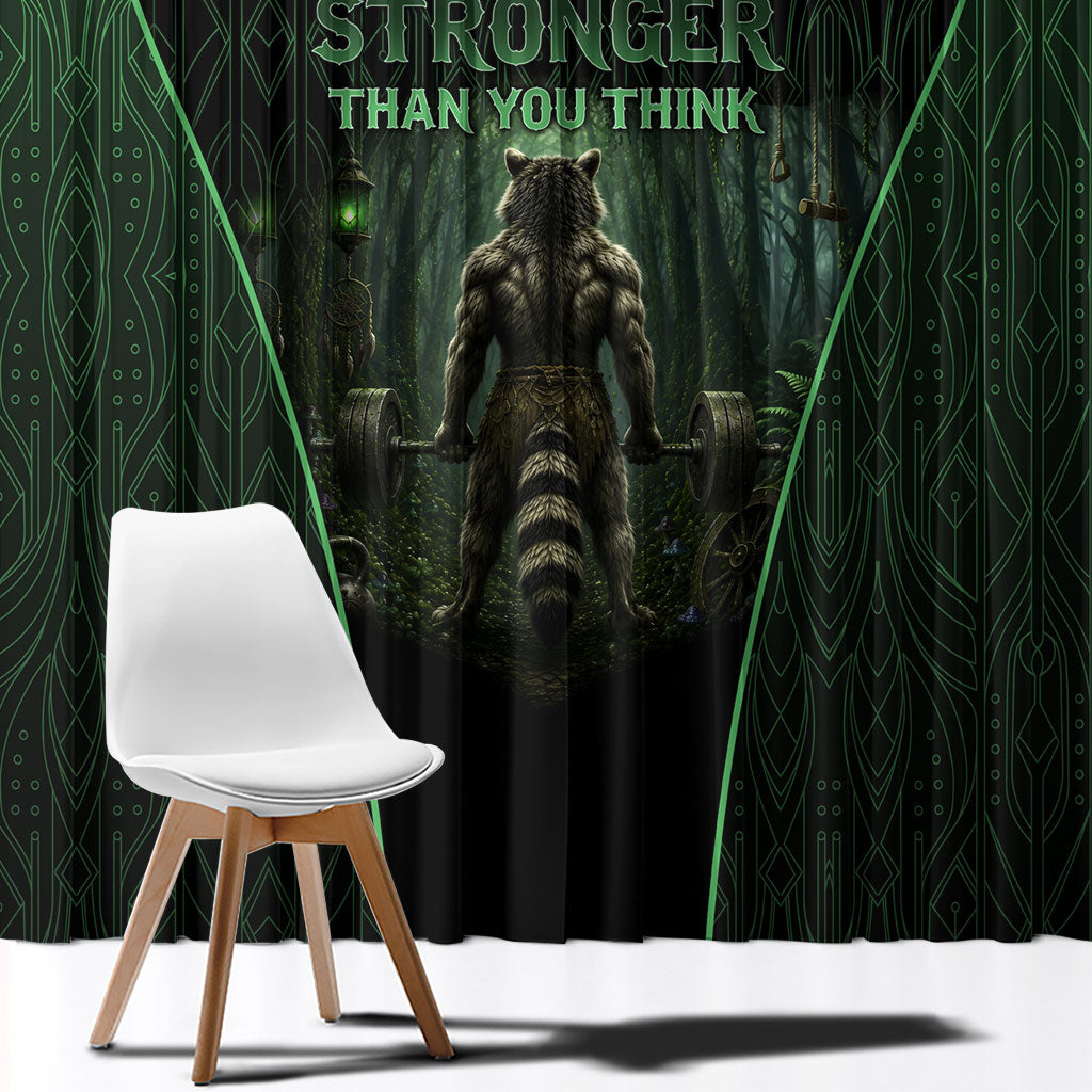 Personalized Muscular Raccoon Weightlifting Window Curtain Pain For Growth Dark Fantasy Gym Graphic