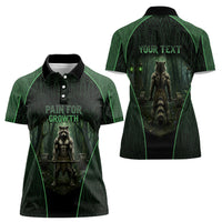 Personalized Muscular Raccoon Weightlifting Women Polo Shirt Pain For Growth Dark Fantasy Gym Graphic