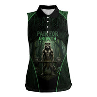 Personalized Muscular Raccoon Weightlifting Women Sleeveless Polo Shirt Pain For Growth Dark Fantasy Gym Graphic