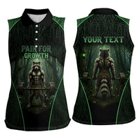 Personalized Muscular Raccoon Weightlifting Women Sleeveless Polo Shirt Pain For Growth Dark Fantasy Gym Graphic