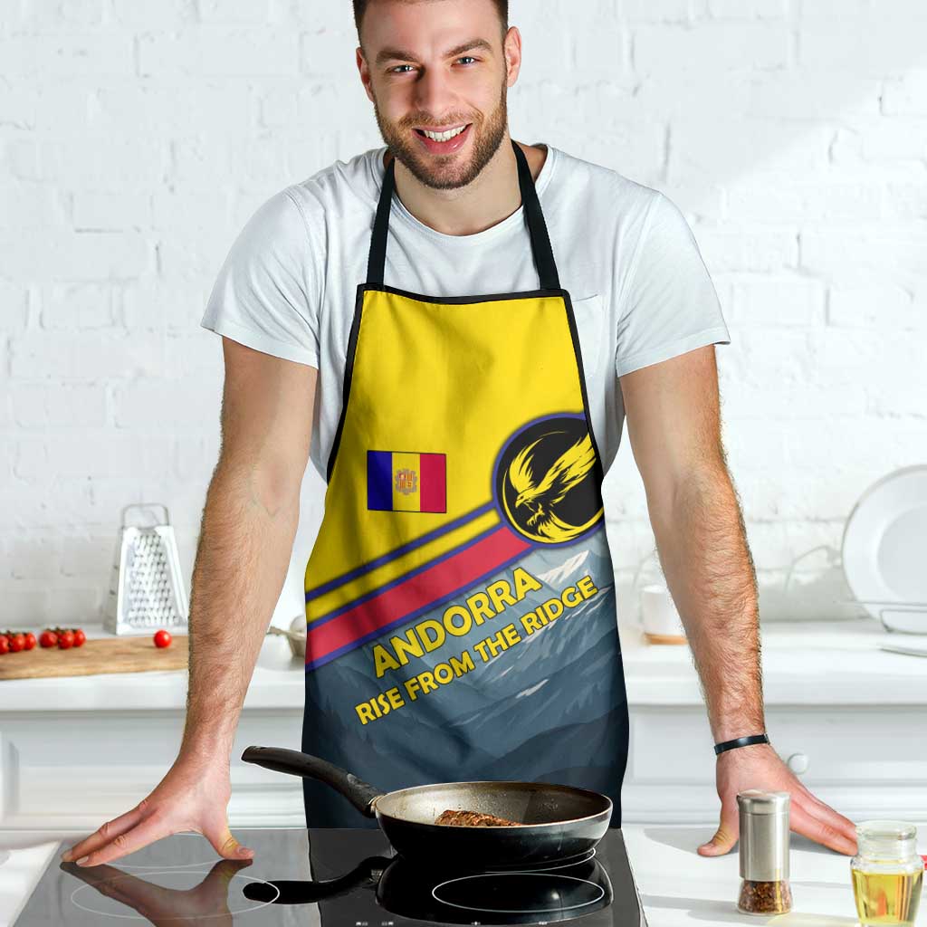 Andorra Apron with Mountain Ridge and Eagle Emblem Design - Wonder Print Shop