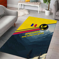 Andorra Area Rug with Mountain Ridge and Eagle Emblem Design - Wonder Print Shop