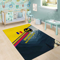 Andorra Area Rug with Mountain Ridge and Eagle Emblem Design - Wonder Print Shop