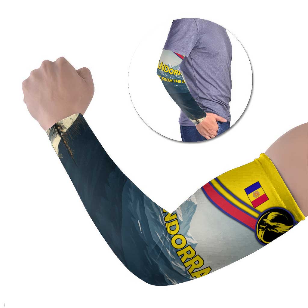 Andorra Arm Sleeves with Mountain Ridge and Eagle Emblem Design - Wonder Print Shop