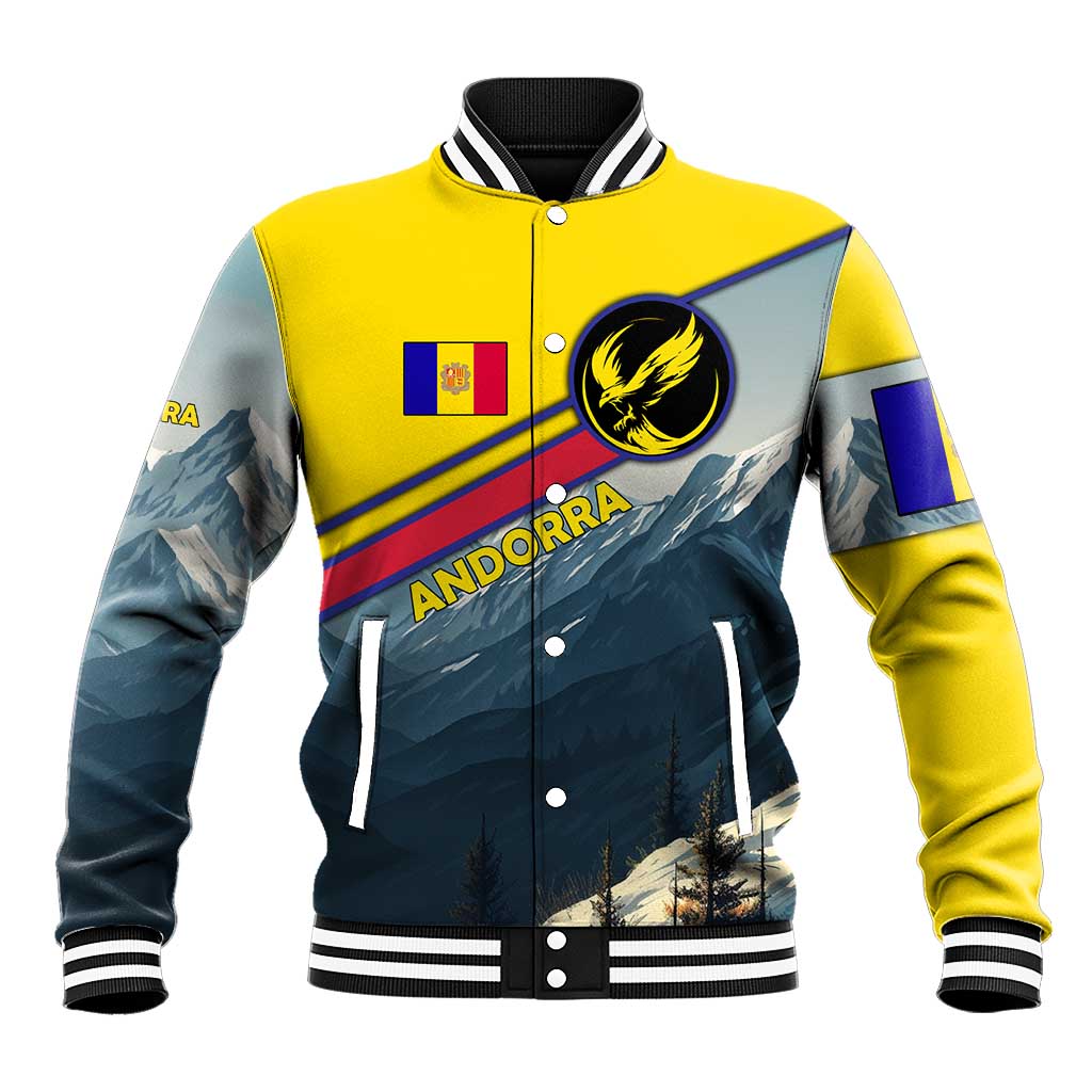 Andorra Baseball Jacket with Mountain Ridge and Eagle Emblem Design - Wonder Print Shop