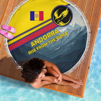 Andorra Beach Blanket with Mountain Ridge and Eagle Emblem Design - Wonder Print Shop