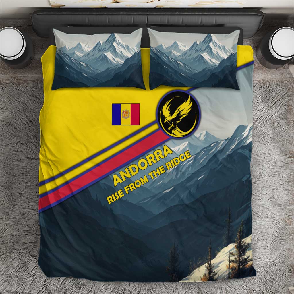 Andorra Bedding Set with Mountain Ridge and Eagle Emblem Design - Wonder Print Shop