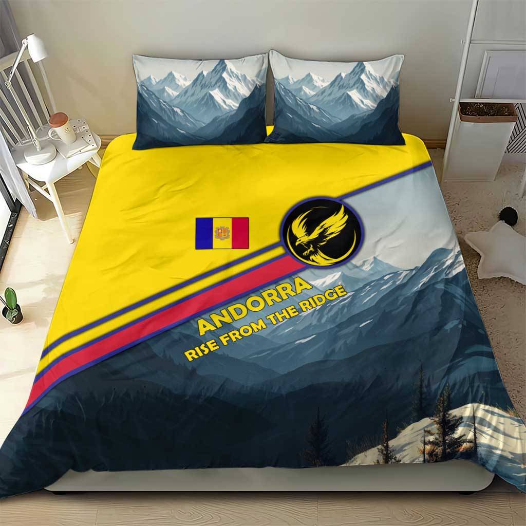 Andorra Bedding Set with Mountain Ridge and Eagle Emblem Design - Wonder Print Shop