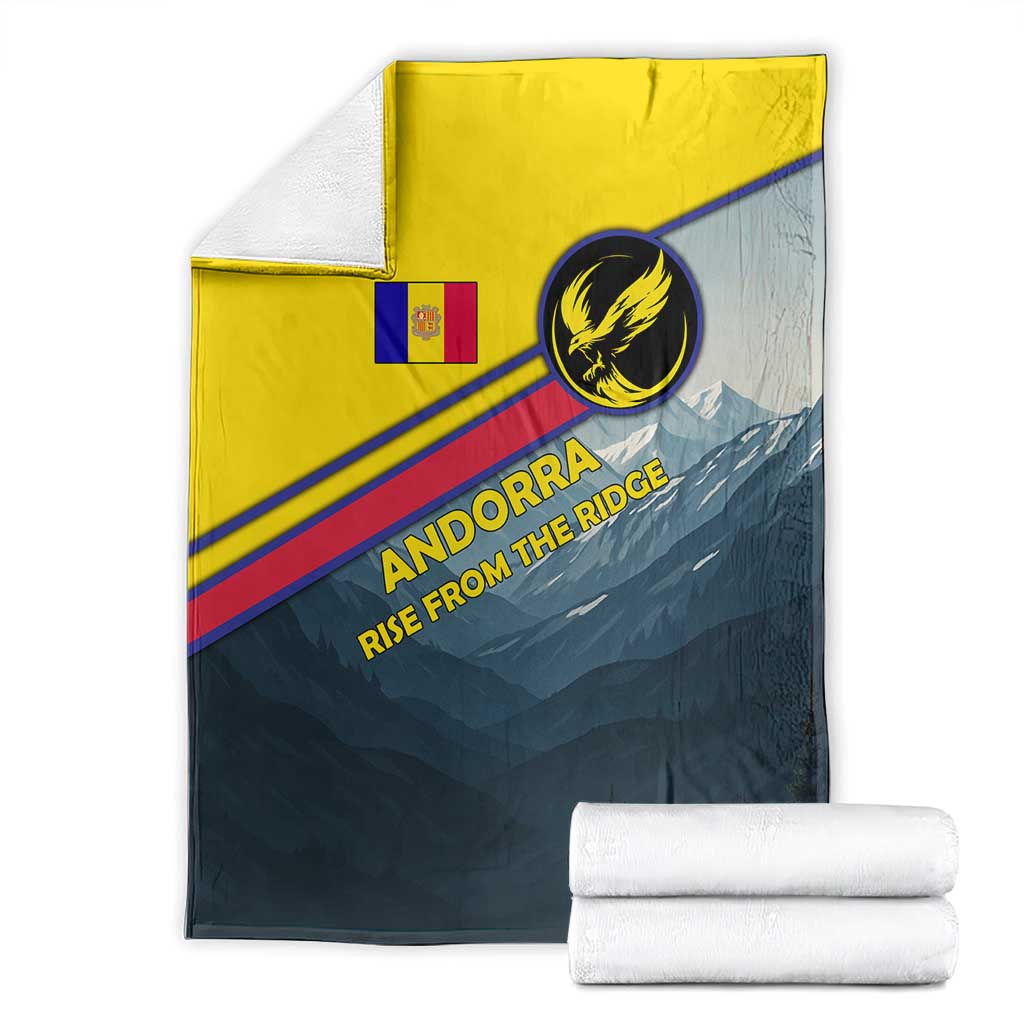 Andorra Blanket with Mountain Ridge and Eagle Emblem Design - Wonder Print Shop