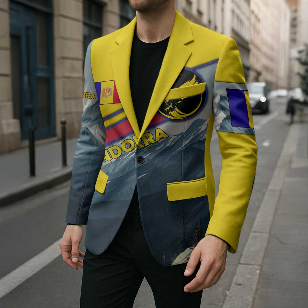 Andorra Blazer with Mountain Ridge and Eagle Emblem Design - Wonder Print Shop