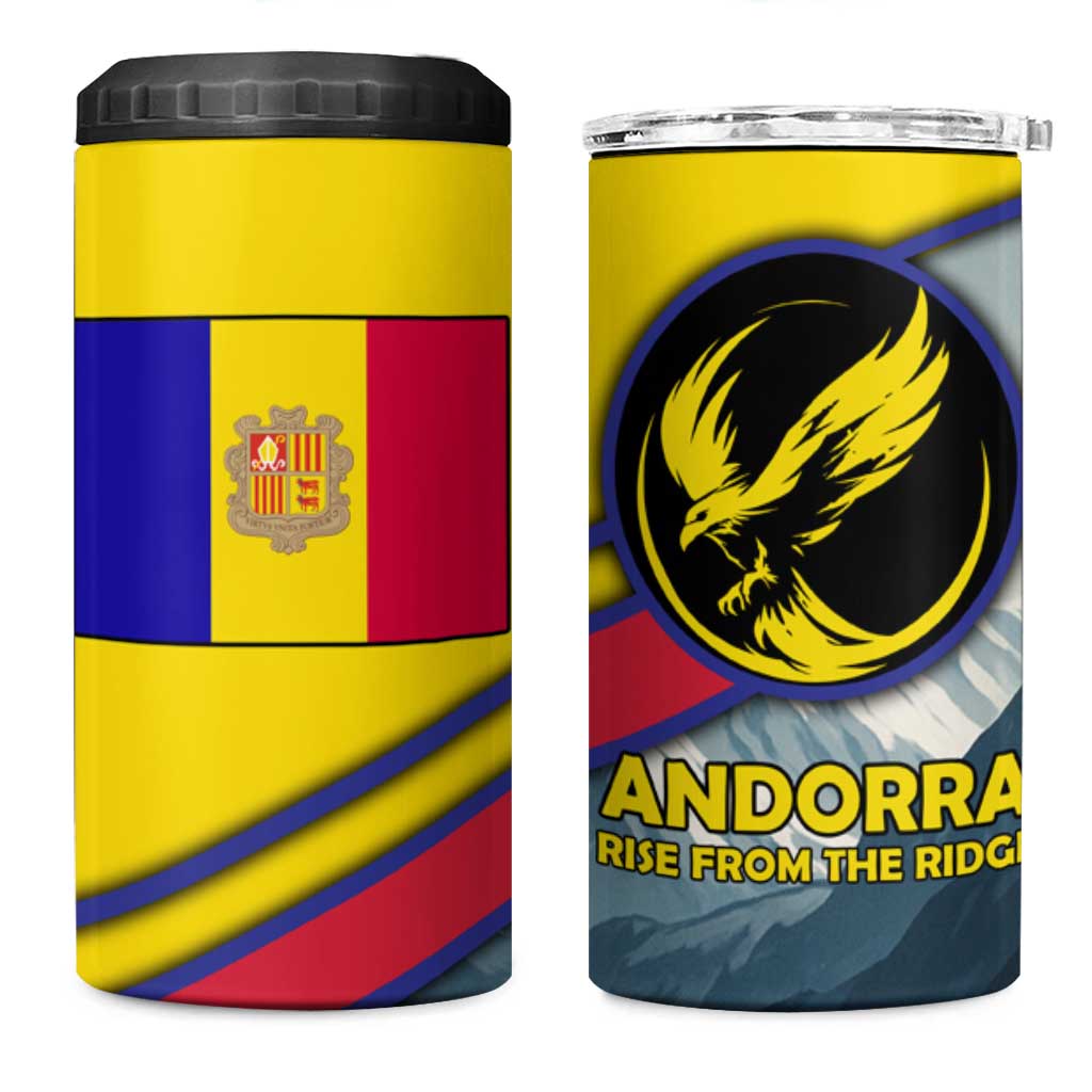 Andorra 4 in 1 Can Cooler Tumbler with Mountain Ridge and Eagle Emblem Design - Wonder Print Shop