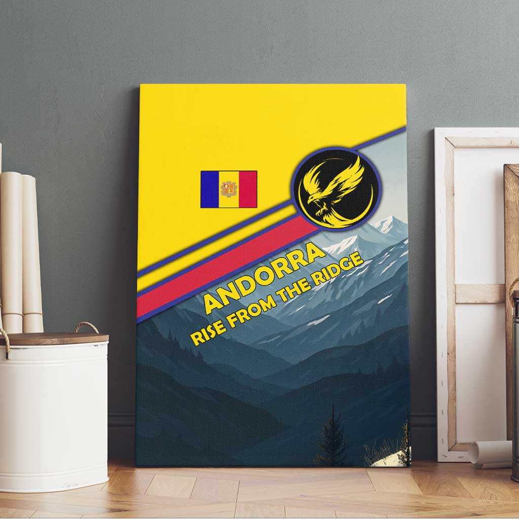 Andorra Canvas Wall Art with Mountain Ridge and Eagle Emblem Design - Wonder Print Shop