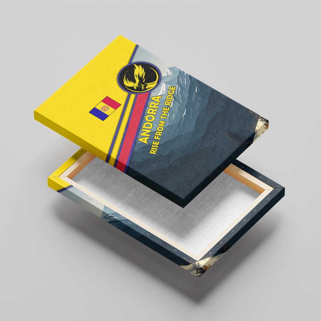 Andorra Canvas Wall Art with Mountain Ridge and Eagle Emblem Design - Wonder Print Shop