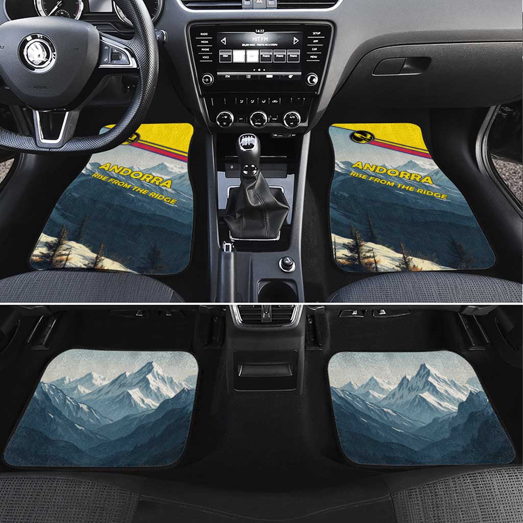 Andorra Car Mats with Mountain Ridge and Eagle Emblem Design - Wonder Print Shop