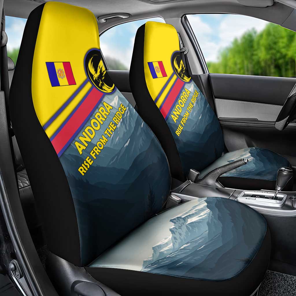 Andorra Car Seat Cover with Mountain Ridge and Eagle Emblem Design - Wonder Print Shop
