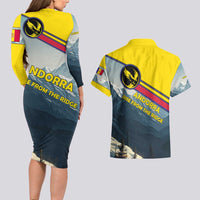 Andorra Couples Matching Long Sleeve Bodycon Dress and Hawaiian Shirt with Mountain Ridge and Eagle Emblem Design - Wonder Print Shop