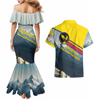 Andorra Couples Matching Mermaid Dress and Hawaiian Shirt with Mountain Ridge and Eagle Emblem Design - Wonder Print Shop