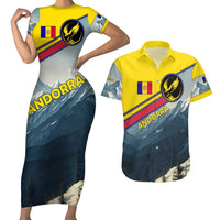 Andorra Couples Matching Short Sleeve Bodycon Dress and Hawaiian Shirt with Mountain Ridge and Eagle Emblem Design - Wonder Print Shop